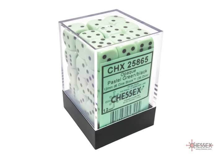 Opaque Pastel Green/back | 7-Dice, 16mm, 12mm, d10s by Chessex - 12mm Block