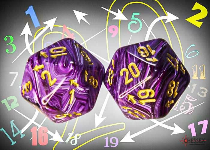 Vortex Purple/gold Countup&down d20 | Single die (1 piece/die) -