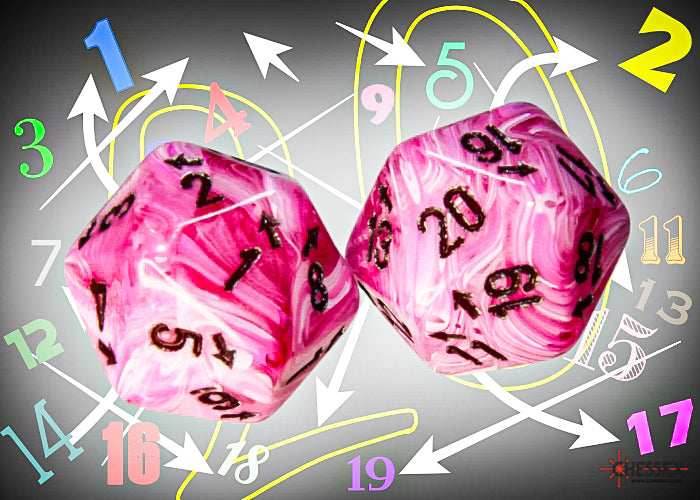 Vortex Pink/black Countup&down d20 | Single die (1 piece/die) -