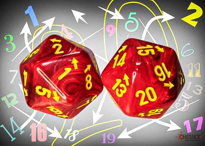 Vortex Red/yellow Countup&down d20 | Single die (1 piece/die) -