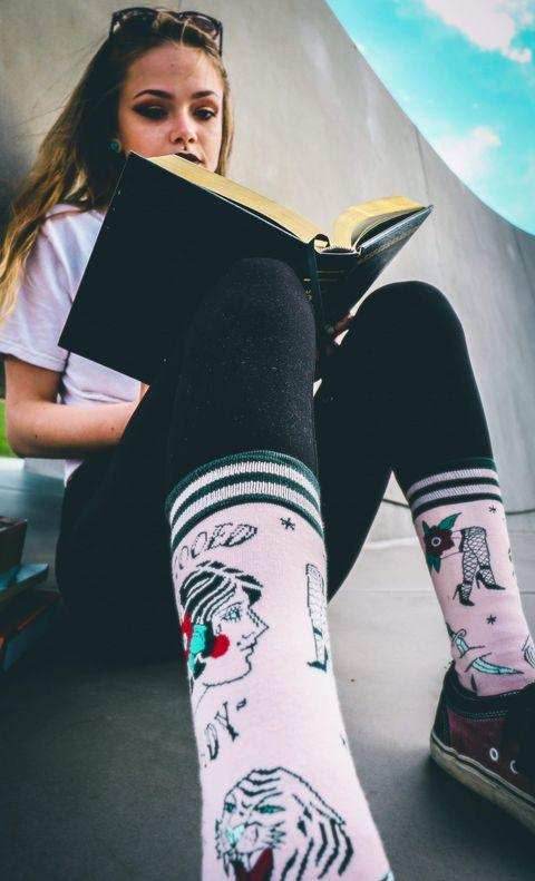 Tattooed Lady Crew Socks -