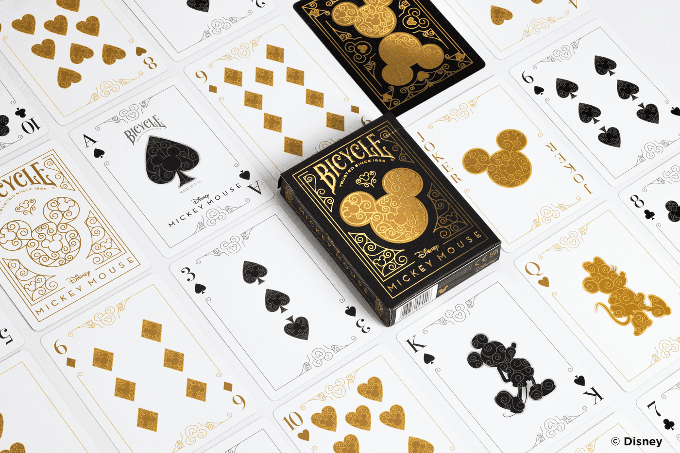 Disney Mickey Mouse inspired Black and Gold Playing Cards -