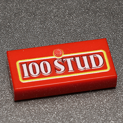 100 Stud Custom Printed 1x2 Tile made using LEGO part - B3 Customs -