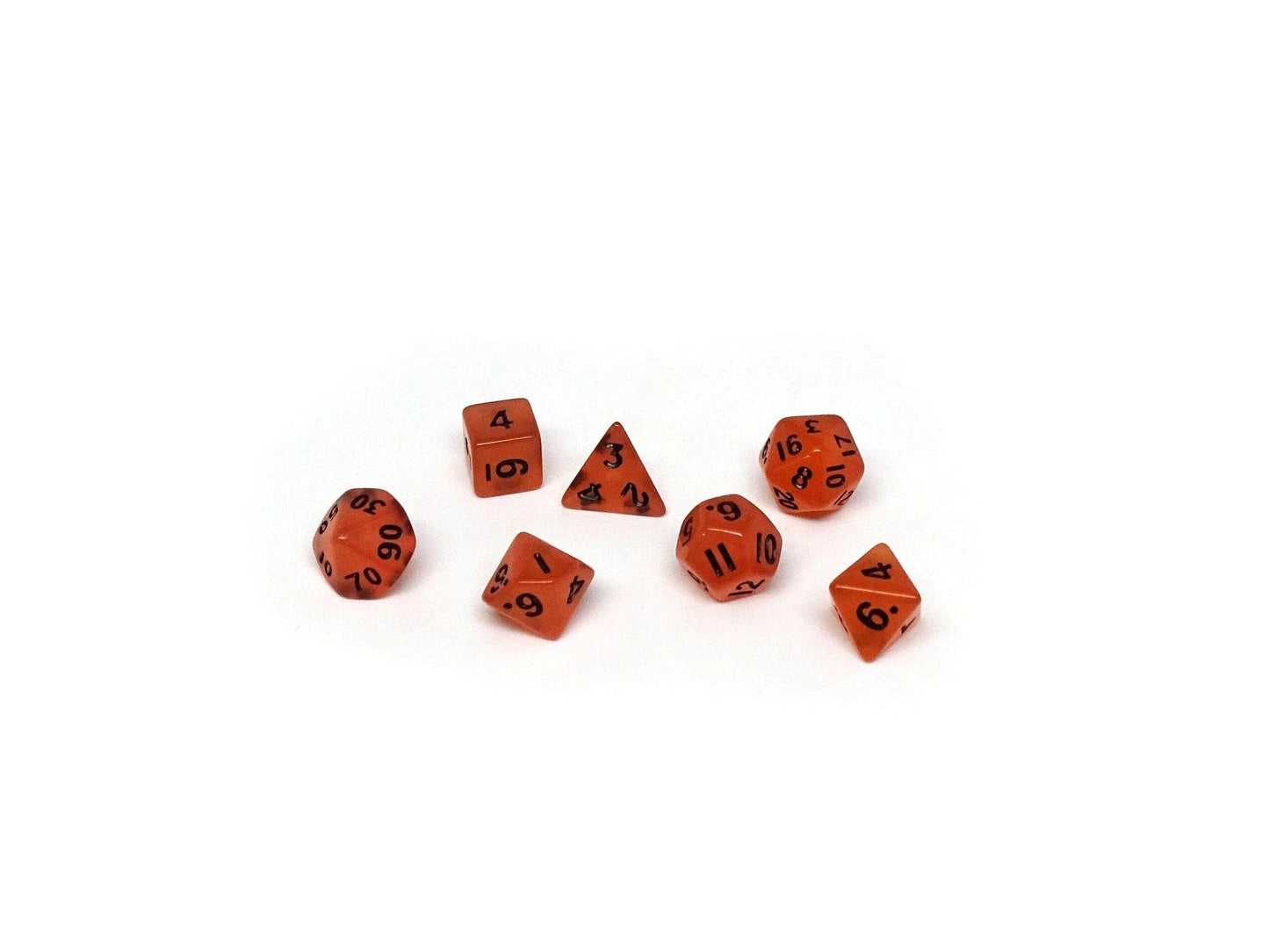 10mm Orange Glow in the Dark Mini Dice Set -