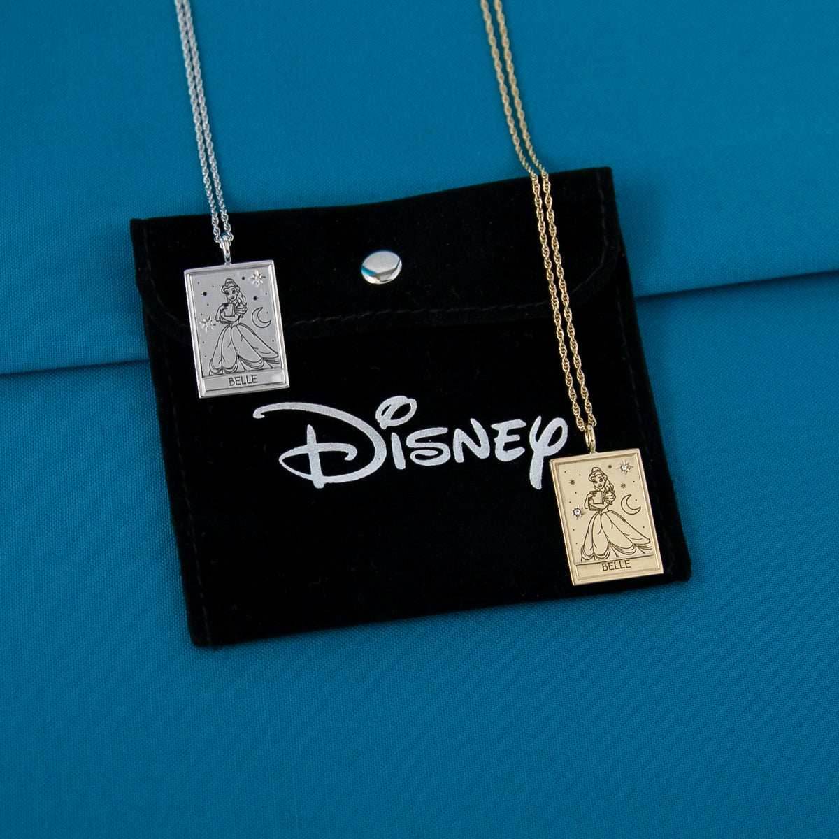 Disney X RockLove BEAUTY AND THE BEAST Belle Tablet Necklace - Sterling Silver