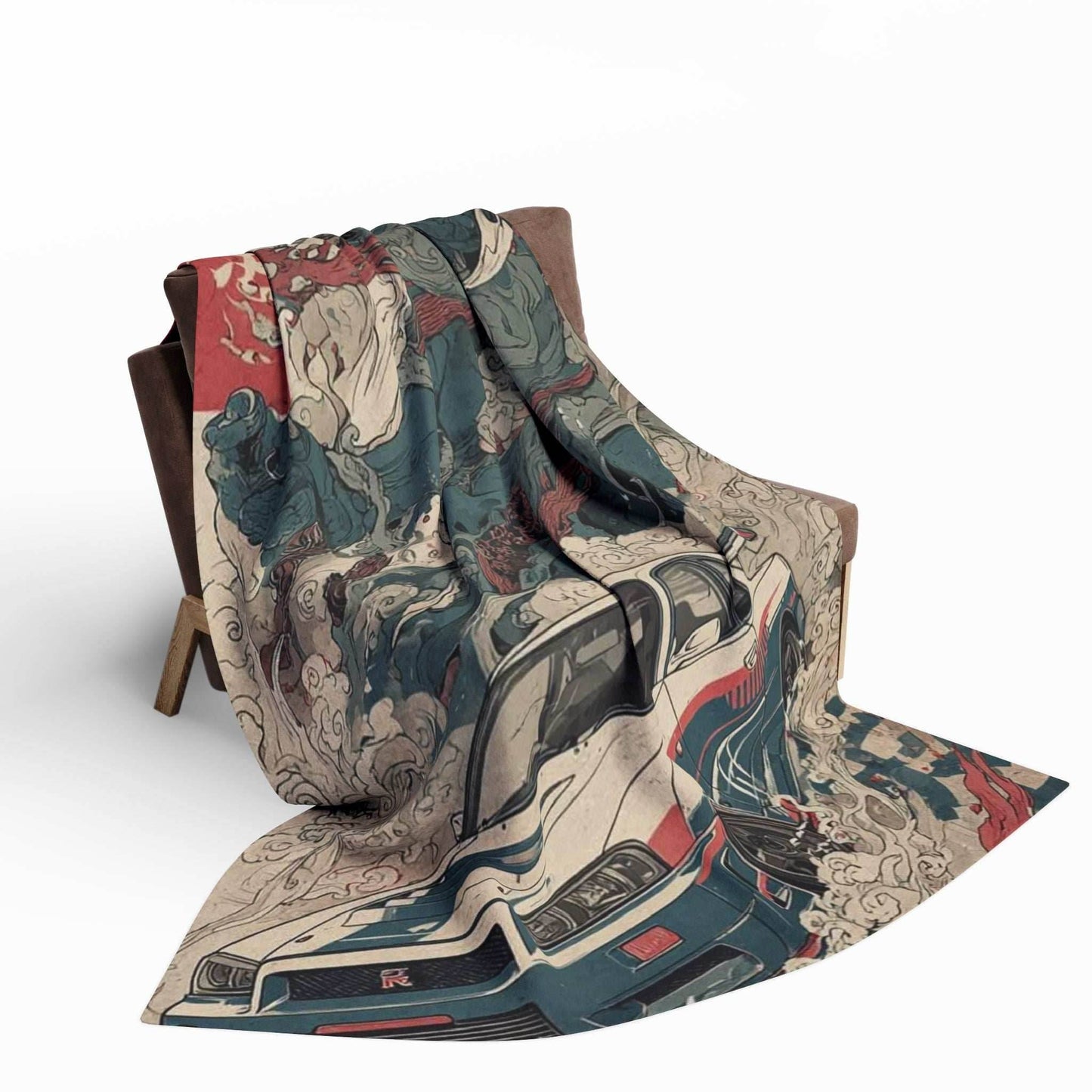 Arctic Fleece Blanket with Bold Car and Monster Design, Cozy Throw for Car Lovers, Unique Gift for Birthdays, Home Decor, Movie Nights - 30'' × 40''