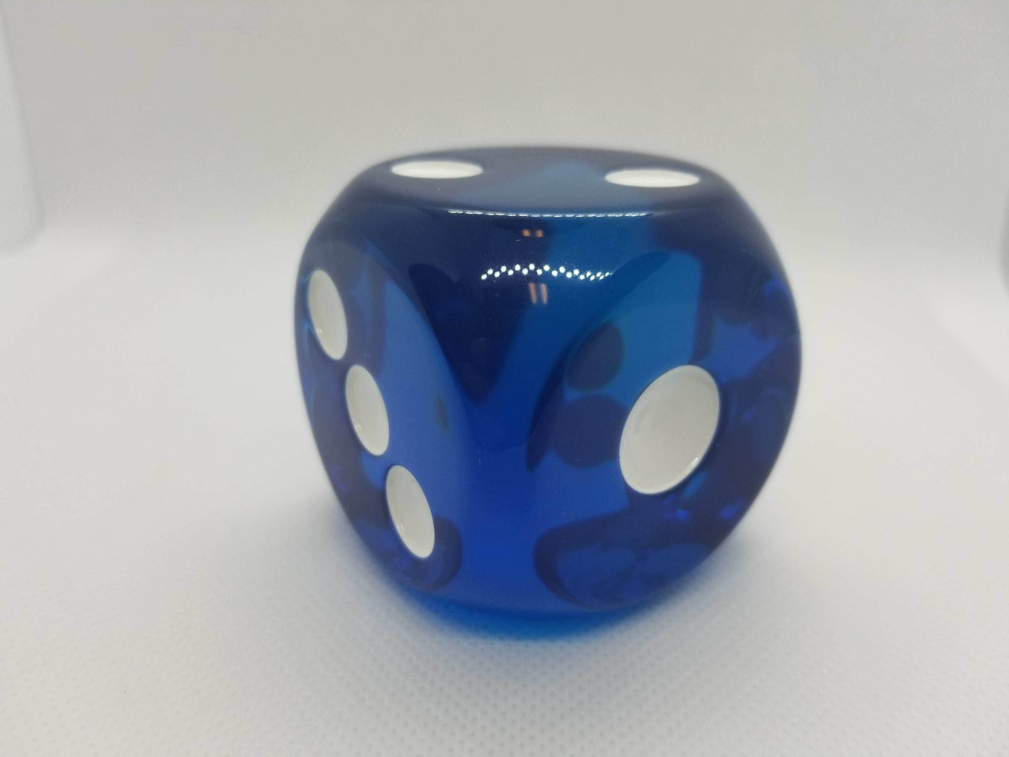Clear Blue 50mm d6 with White Pips Jumbo Pipped Dice -