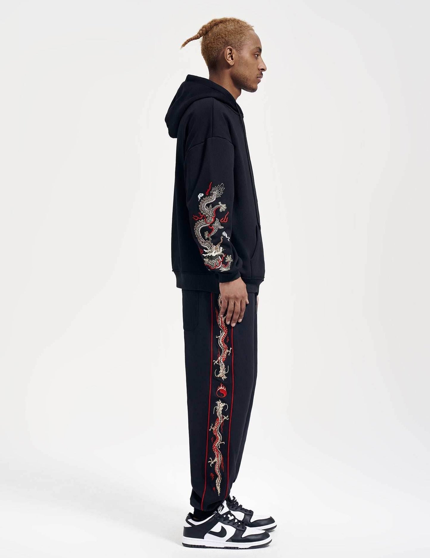 KH9190 Dragon Embroidery Hoodie - Black / S