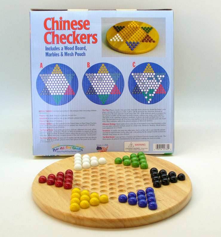 Chinese Checkers - Wood Round Board Game -