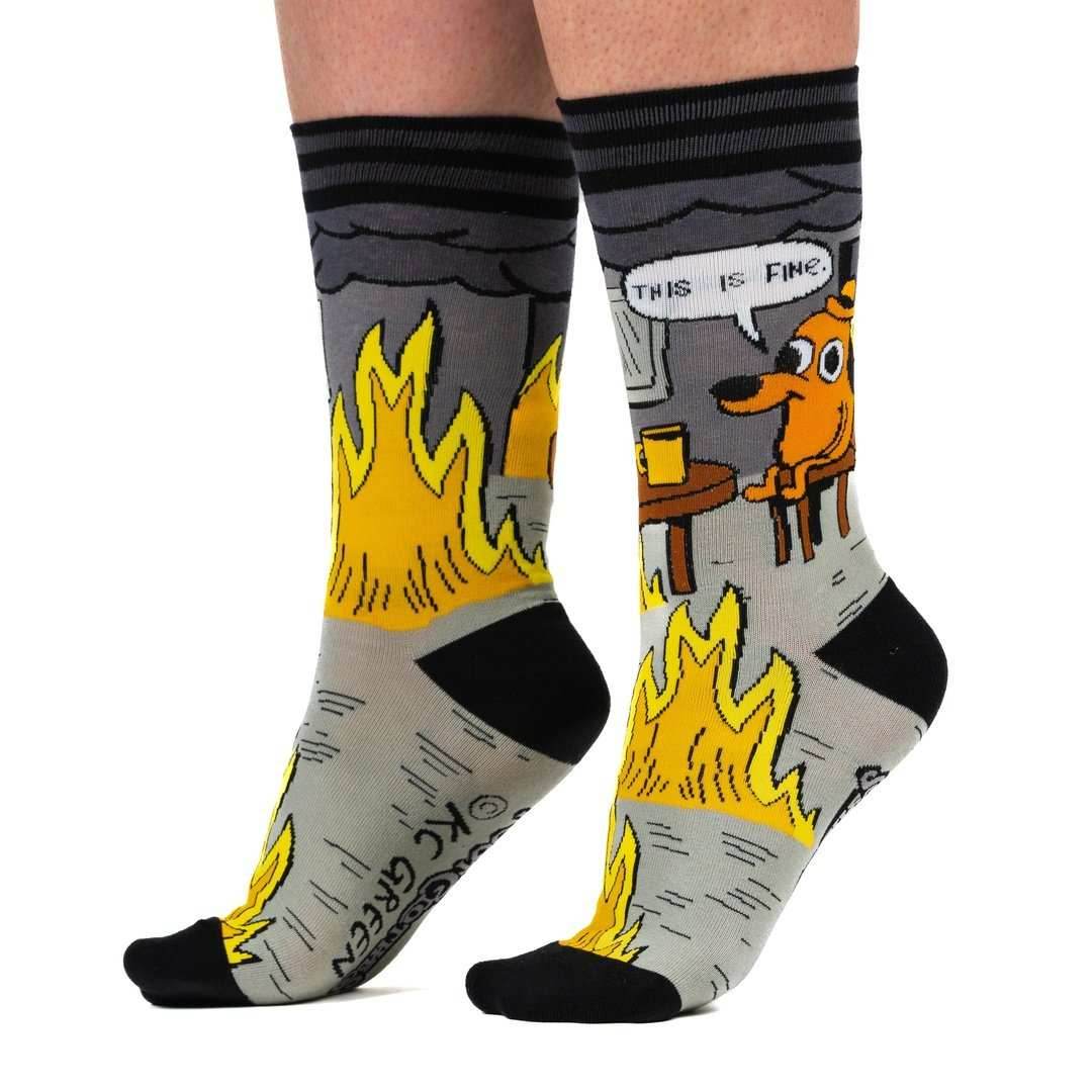 Metal This is Fine Crew Sock Pack | 2 Designs -