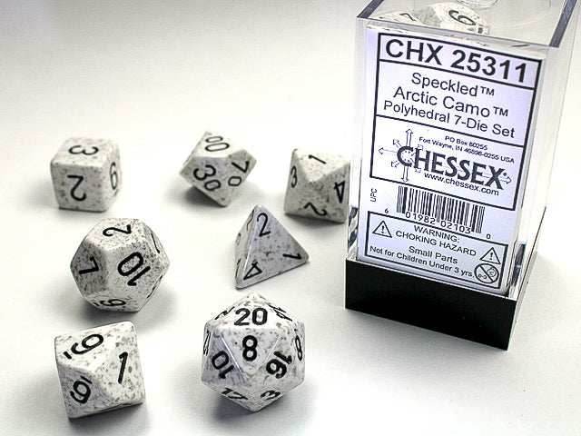 Speckled® Polyhedral Arctic Camo™ 7-Die Set Dnd Dice Set CHX25311 White/Black -