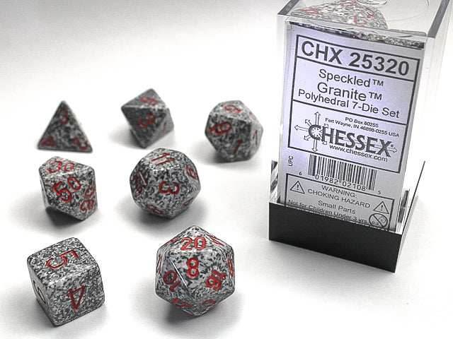 Speckled® Polyhedral Granite™ 7-Die Set Dnd Dice Set CHX25320 White Grey -