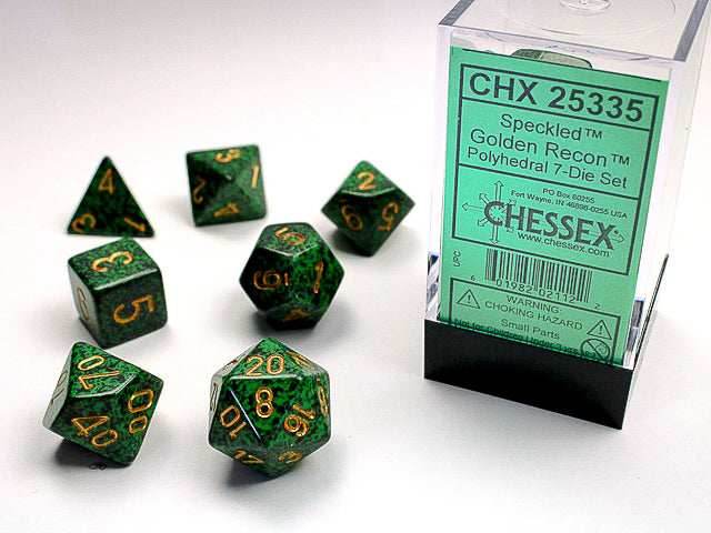 Speckled® Polyhedral Golden Recon™ 7-Die Set Dnd Dice Set CHX25335 Green/Black -