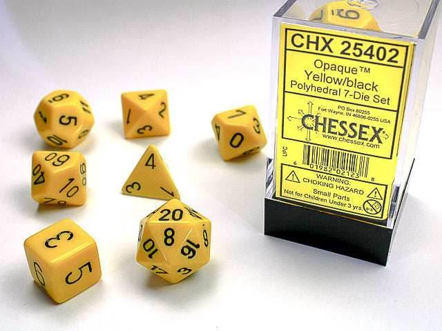 Opaque Polyhedral Yellow/white 7-Die Set Dnd Dice Set -