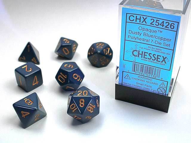 Opaque Polyhedral Dark Blue/copper 7-Die Set Dnd Dice Set CHX25426 -