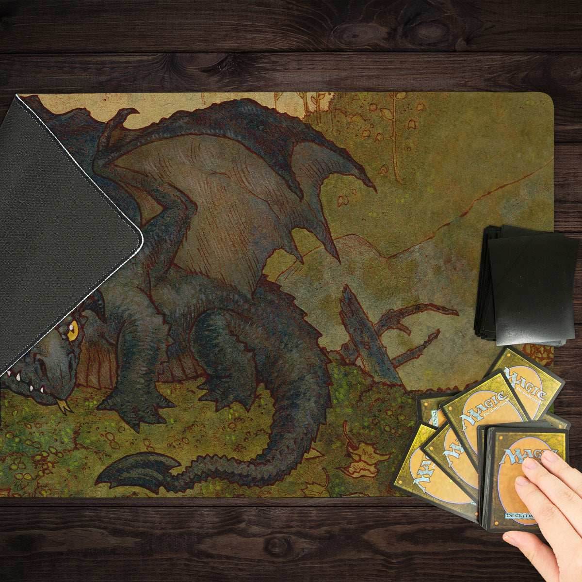 Black Wyrmling Dragon Playmat - Standard Playmat / Plain