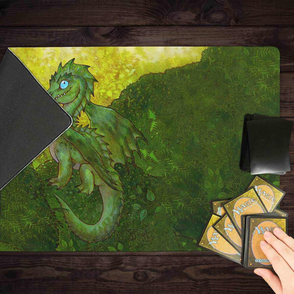 Green Wyrmling Dragon Playmat - Standard Playmat / Plain