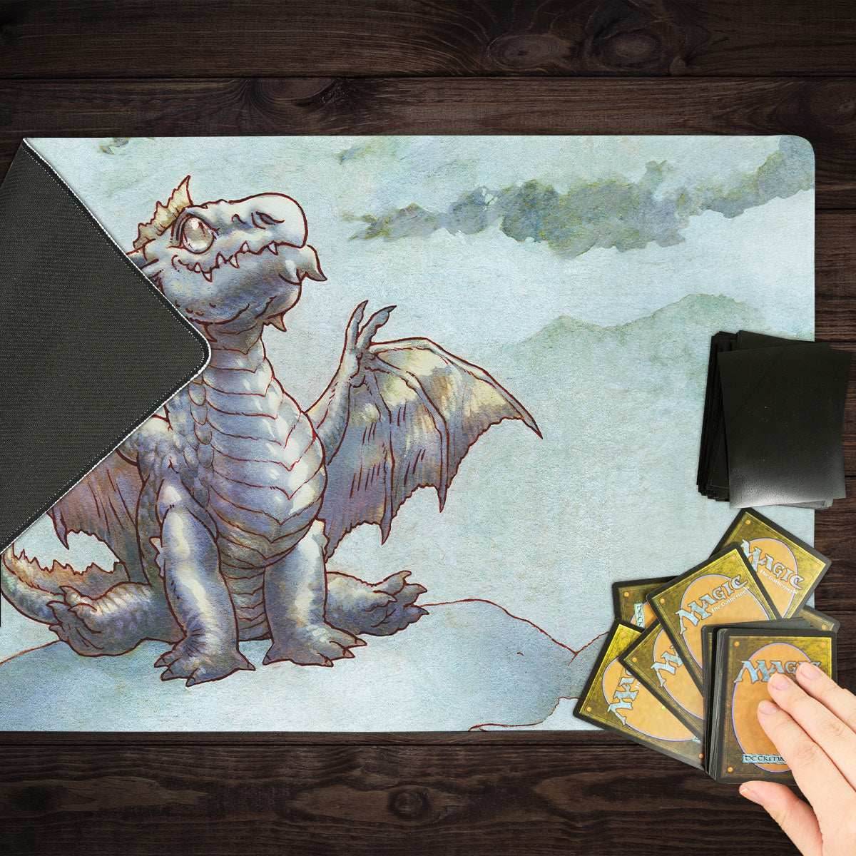 Silver Wyrmling Dragon Playmat - Standard Playmat / Plain
