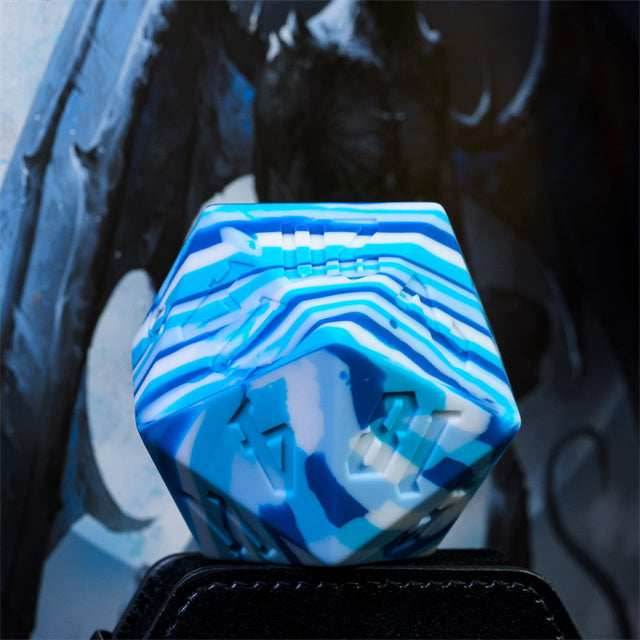 Large Arctic Blue Silicone d20 Dice 55mm | RPG Dice Novelty Piece -