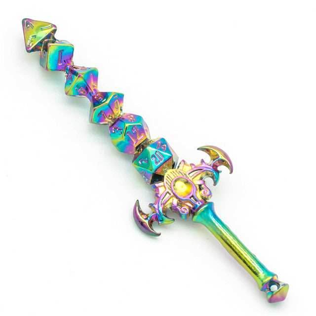 Dice Sword Rainbow 46mm x 9mm Trinket Novelty -