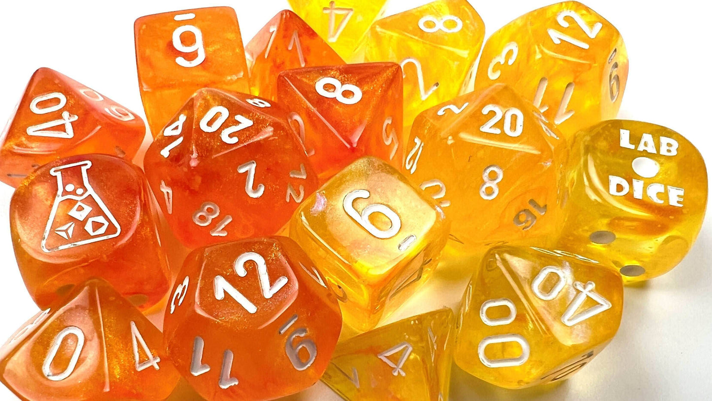 Borealis® Polyhedral Canary/white Luminary™ 7-Die Set (with bonus die) -