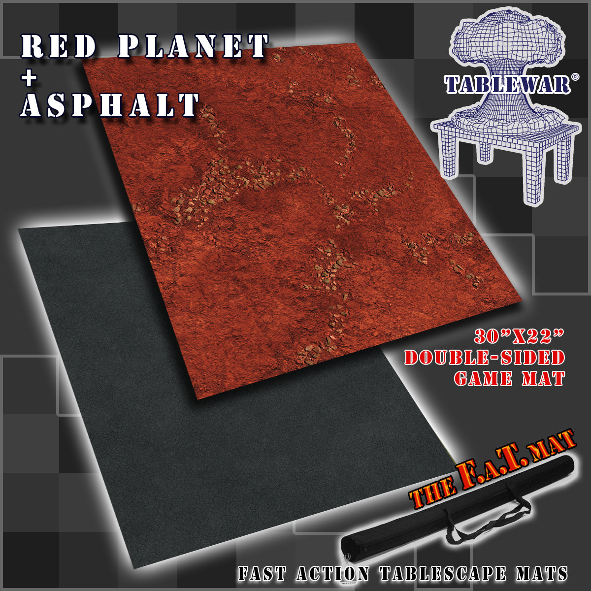 30x22" Double-Sided 'Red Planet' + 'Asphalt' F.A.T. Mat Battle Gaming Mat