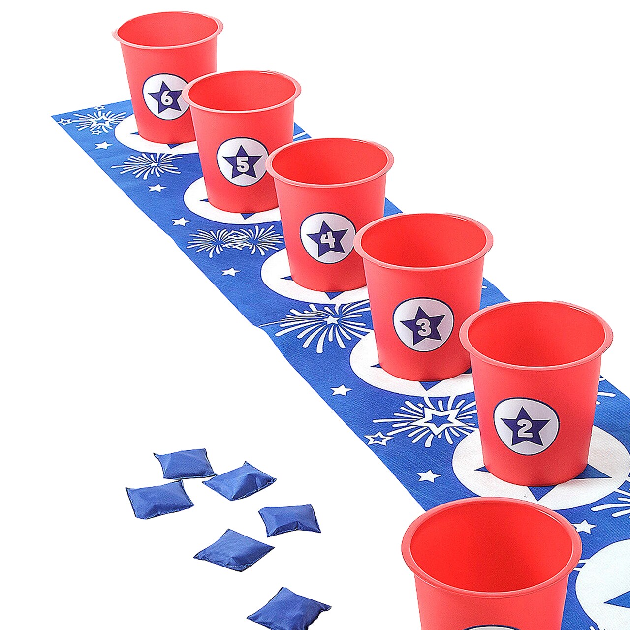 6 Ft. 9" x 15 1/2" Patriotic Bucket & Bean Bag Toss Game Set 13 Pieces