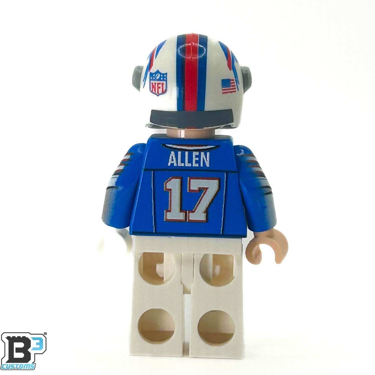 #17 QB Bills Football Player Minifig made using LEGO parts - B3 Customs -