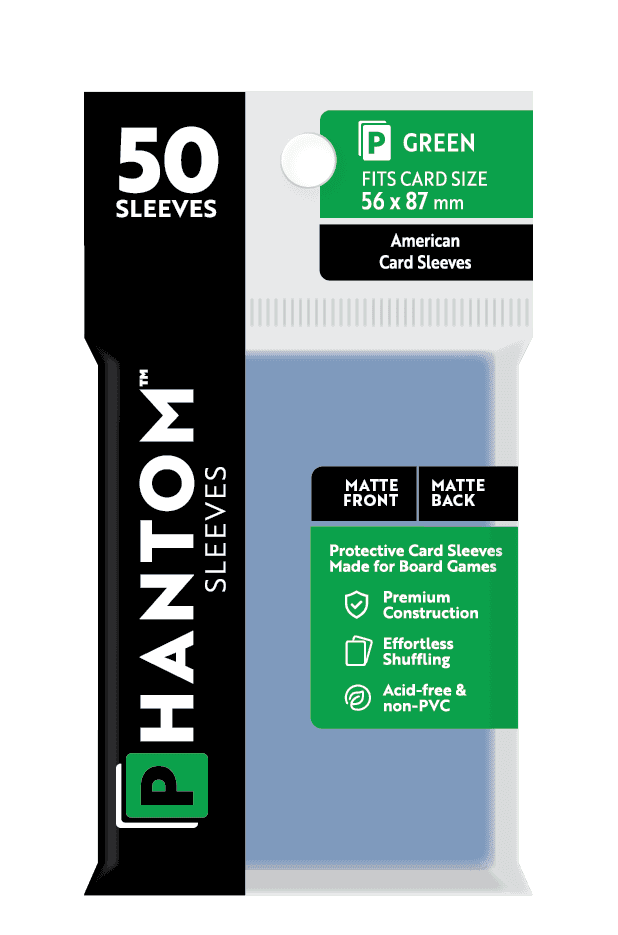 Phantom Sleeves: Green Size (56mm x 87mm) 50 ct - Matte Front / Matte Back
