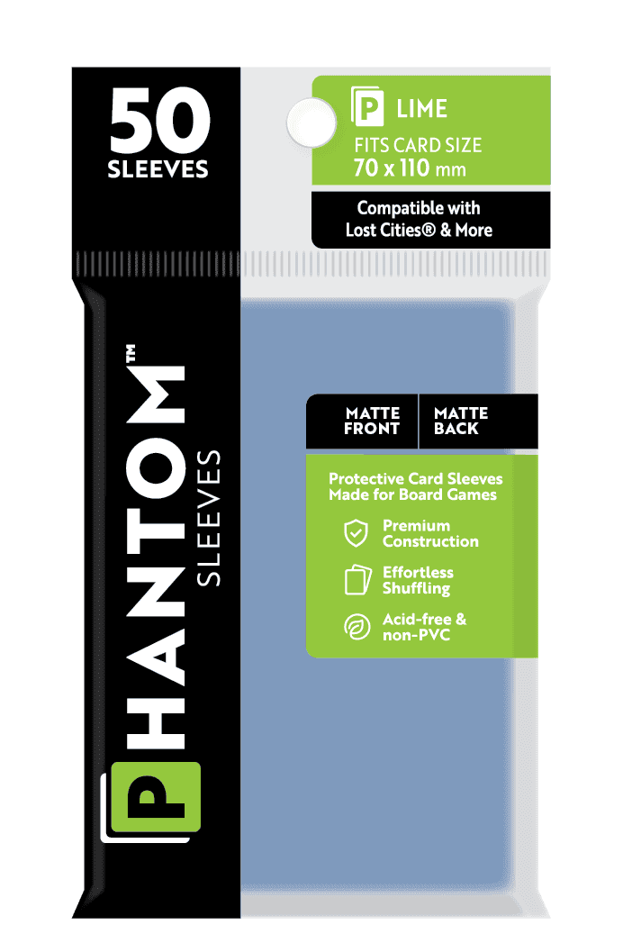 Phantom Sleeves: Lime Size (70mm x 110mm) 50 ct - Matte Front / Matte Back