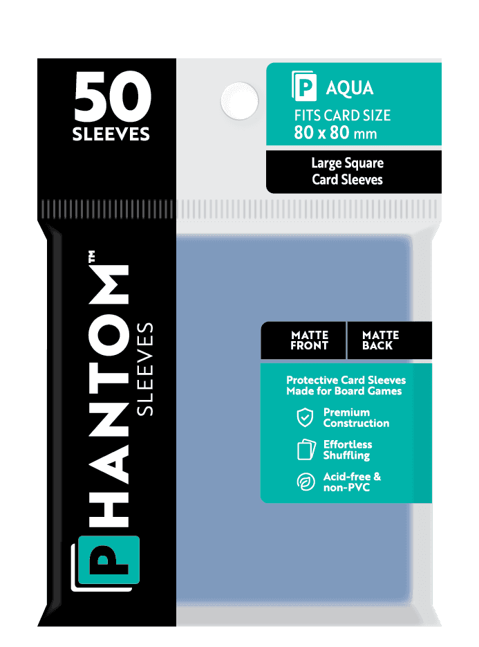 Phantom Sleeves: Aqua Size (80mm x 80mm) 50 ct - Matte Front / Matte Back