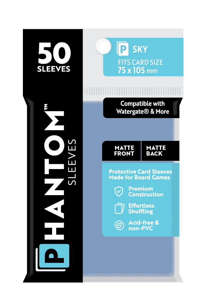 Phantom Sleeves: Sky Size (75mm x 105mm) 50 ct - Matte Front / Matte Back