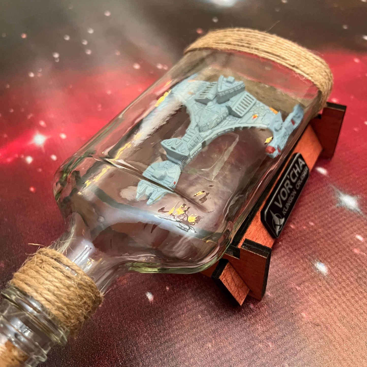 Star Trek Klingon Vorcha Cruiser Starship in a Bottle -