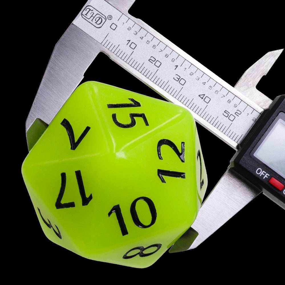 55mm Titan d20 (Glow Green) Glow in the Dark Huge d20 for DND RPG -