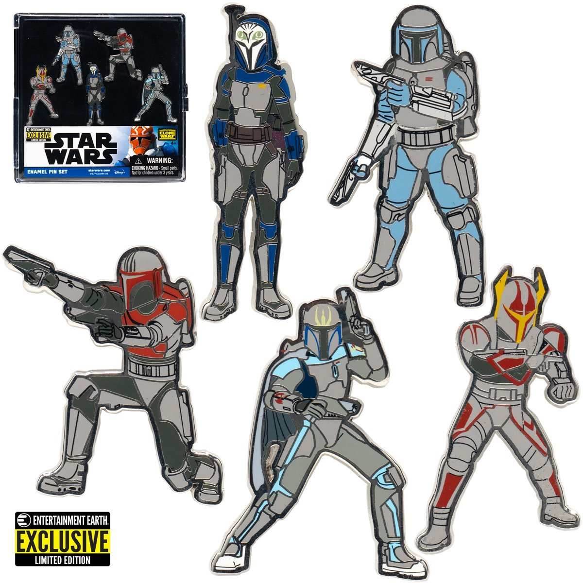 Star Wars: The Clone Wars Mandalorians Enamel Pin 5-Pack - Entertainment Earth Exclusive -