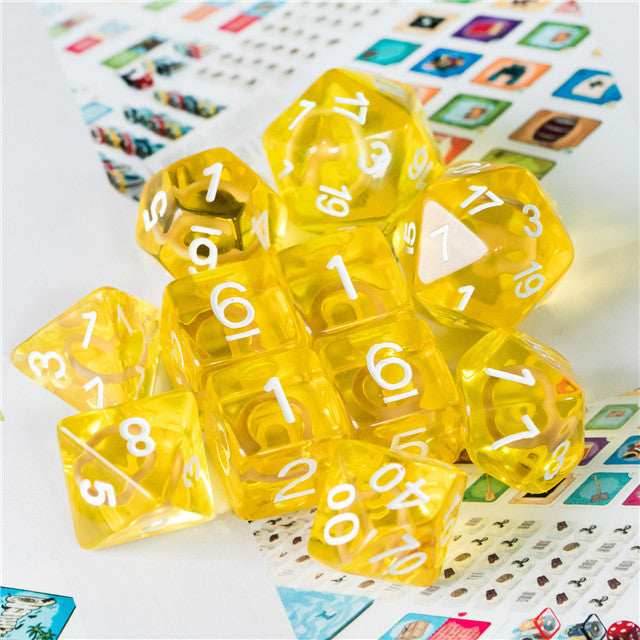 Yellow Circle / Gold Hedgehog Ring Dice 11-Dice Set RPG -