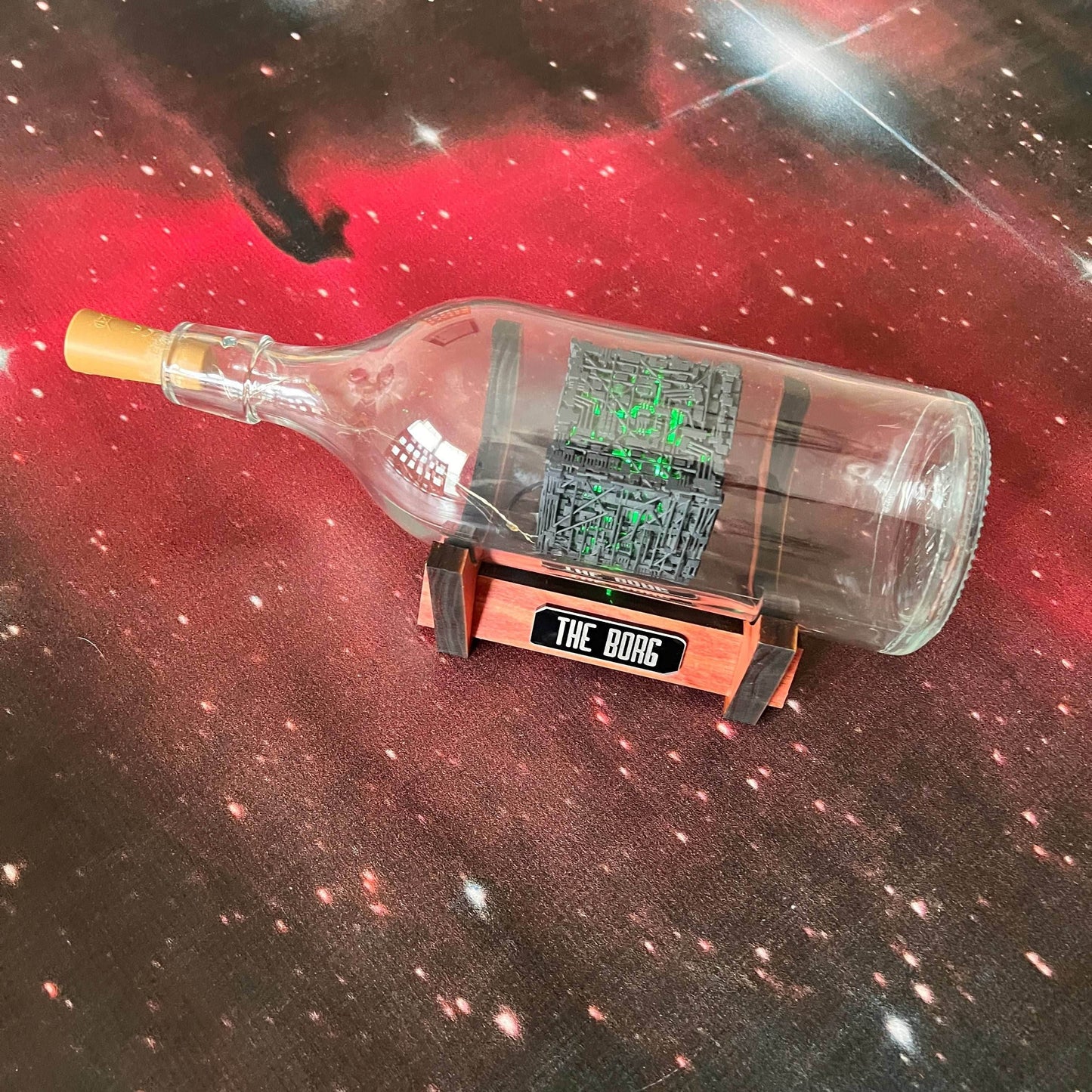 Star Trek Lighted Borg Cube Starship in a Bottle -