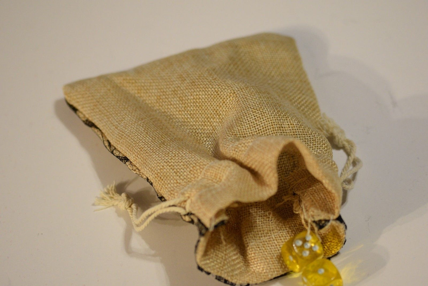 Burlap w/ Black Lace Gift Bag Cards RPG Game Dice Bag Counter Pouch 5" x 6.5"