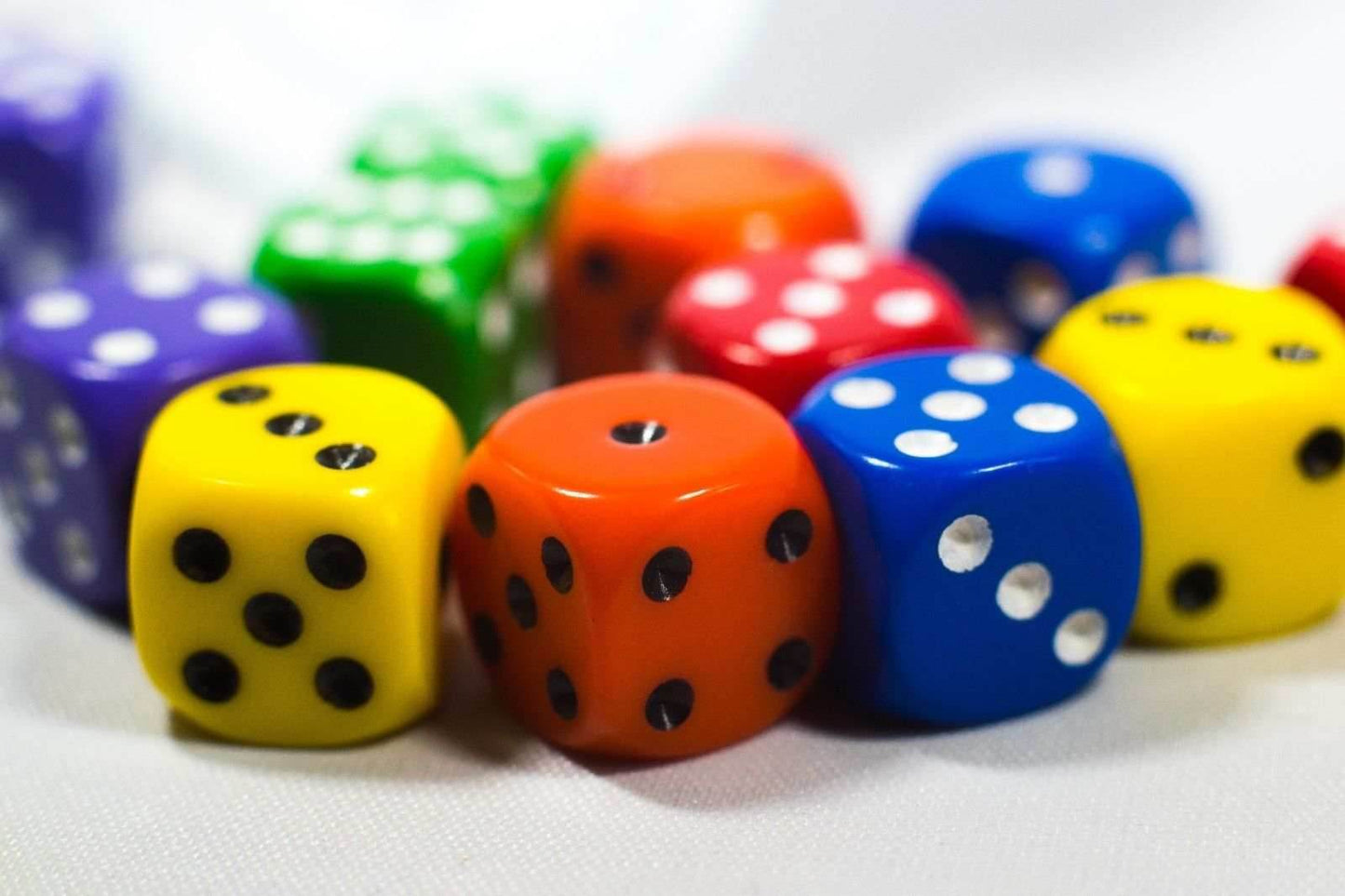 New Dice 12mm 6-sided Red Orange Yellow Green Blue Purple Small Rainbow 12 Dice -