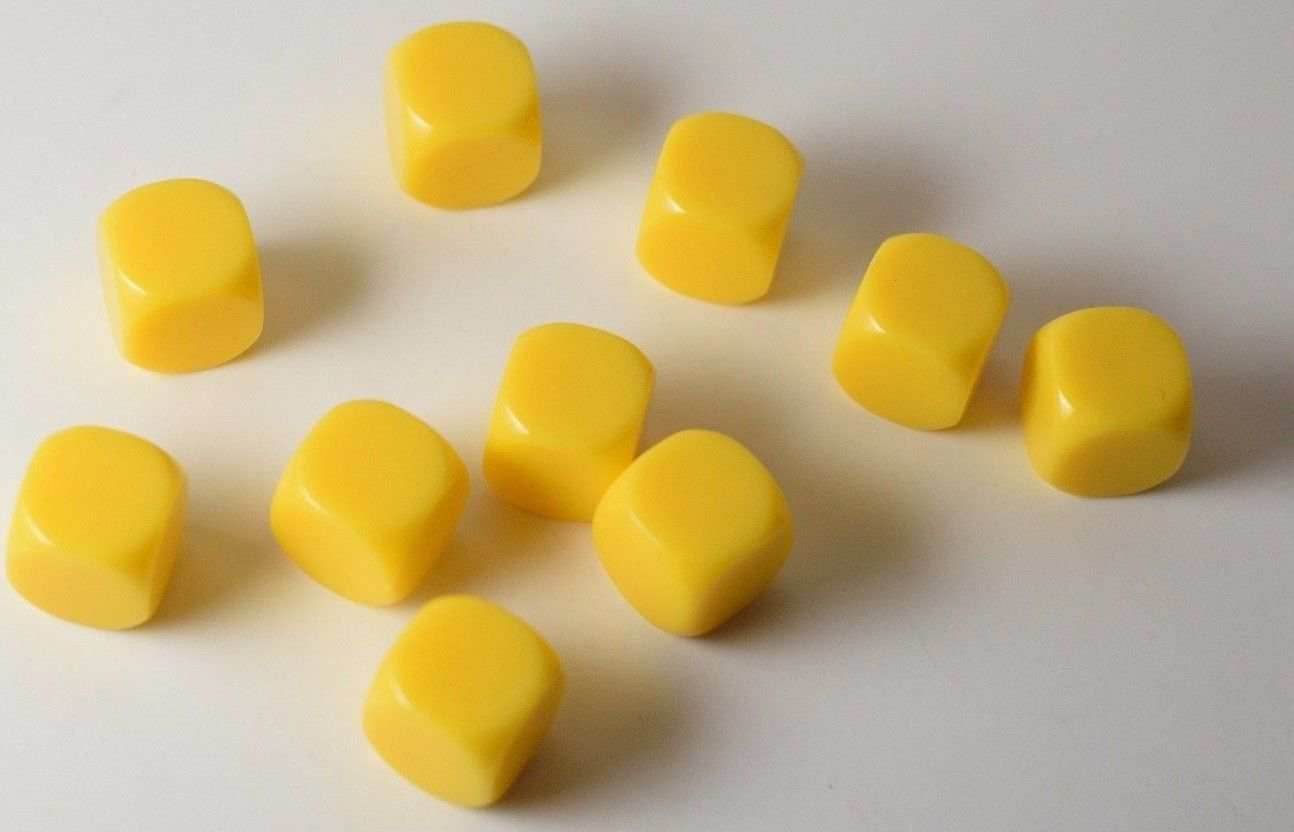 (Sold by Piece) Blank Yellow Dice / Counting Cubes 16mm D6 Square RPG Gaming Dice DIY -