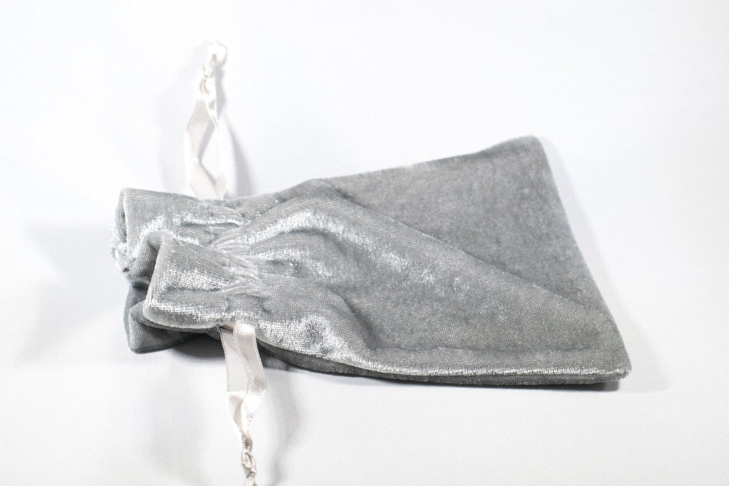 Silver Velvet Gift Dice Bag 4" x 6" Dice Bag | grey Velvet Counter Pouch