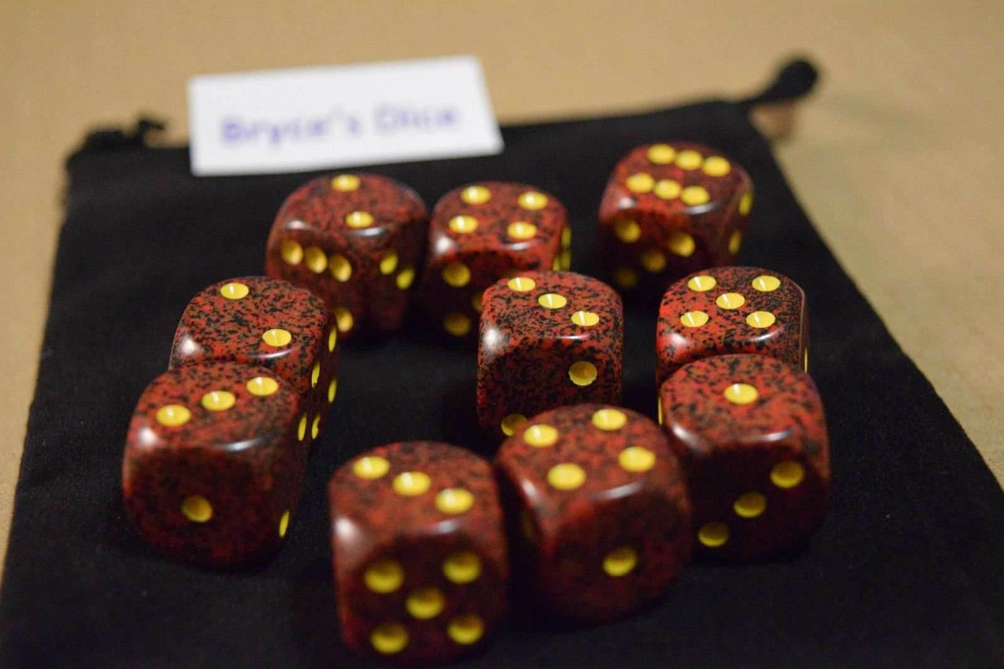 Mercury Speckled 16mm D6 Pipped | Sold Per Die (Red/Black/Yellow) -