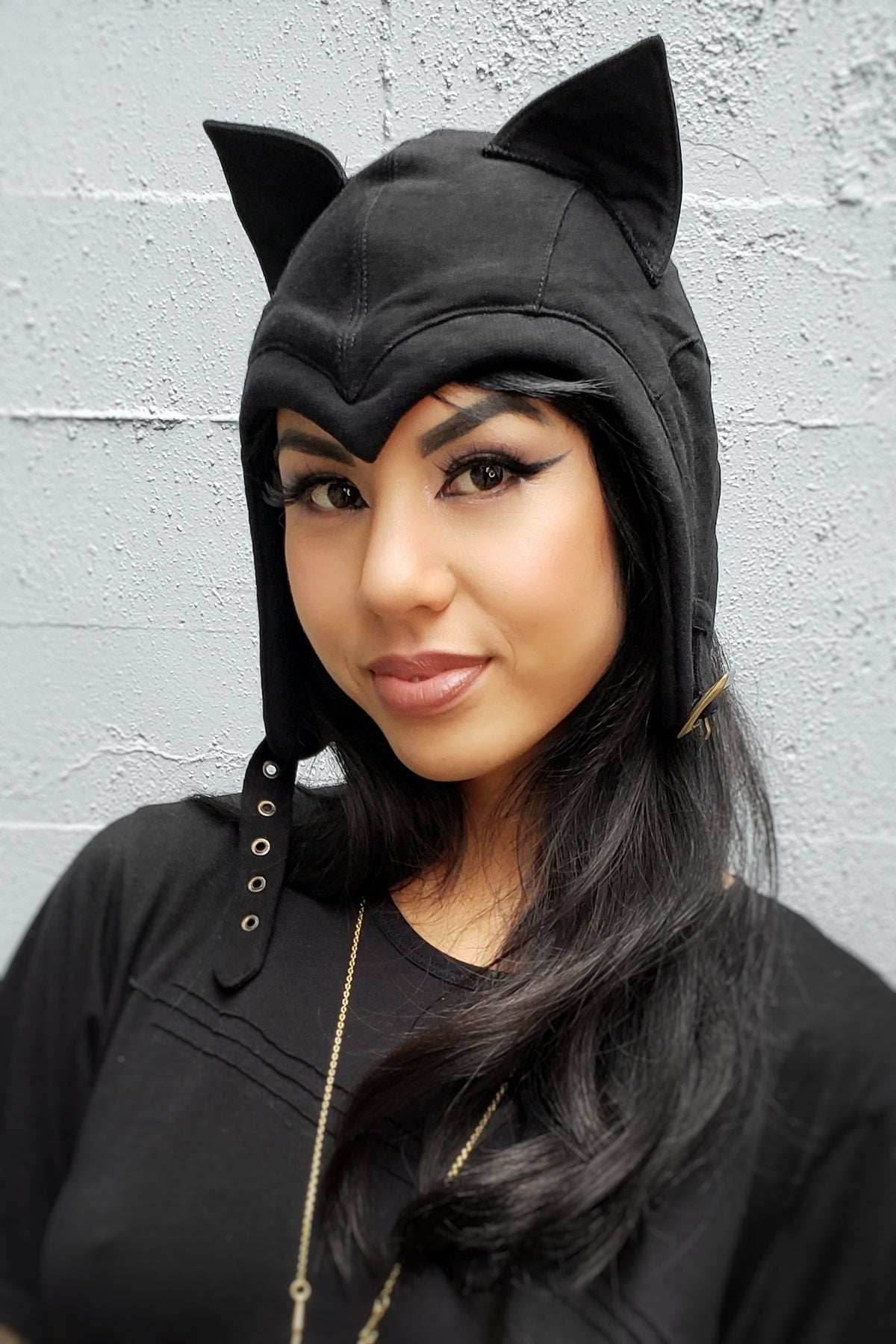 5D x Eyecon Cat Flight Helmet - cotton - Black Baby Terry / One Size