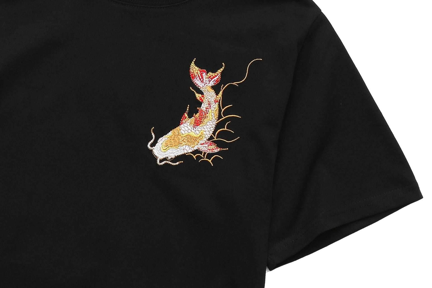 KH852 Golden Koi Fish Embroidery Tee - Black / S