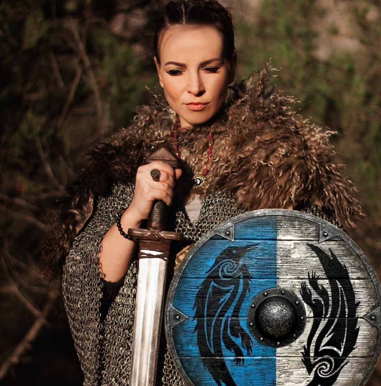 Medieval Viking Shield | Eivor Valhalla Raven Authentic Battleworn Viking Shield | Norse Mythology Valhalla Viking Shield