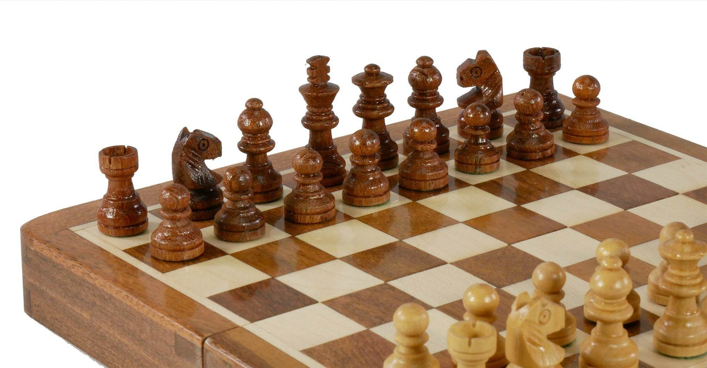 Chess Set - 7" Folding Wood Magnetic Chess