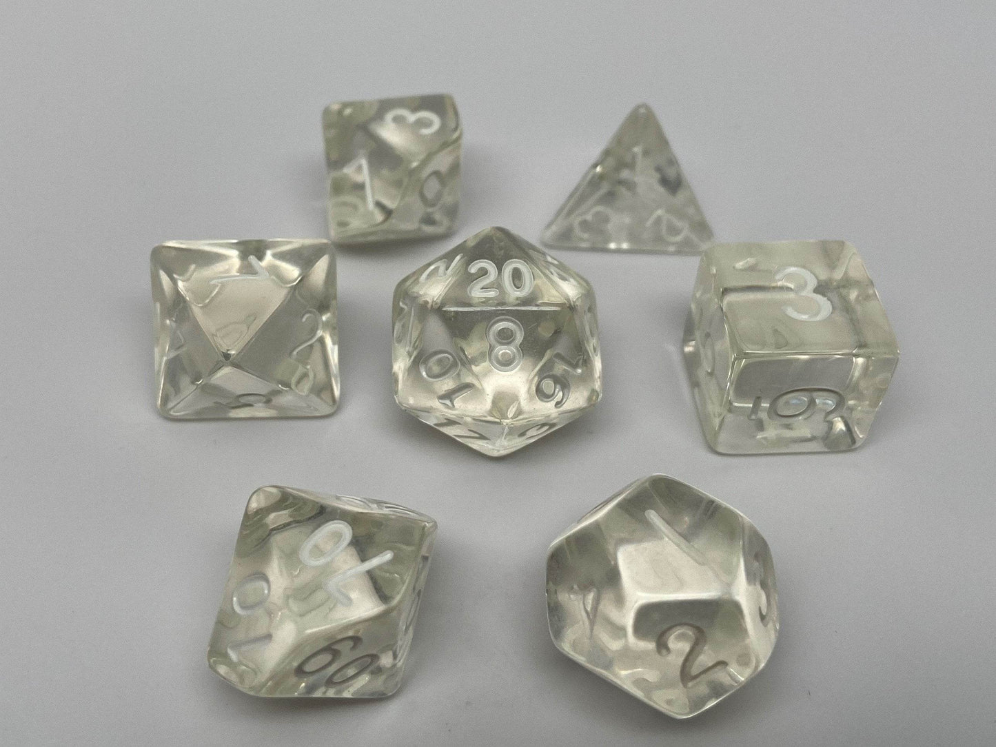 Clear Translucent Dice - 7 Piece Set -