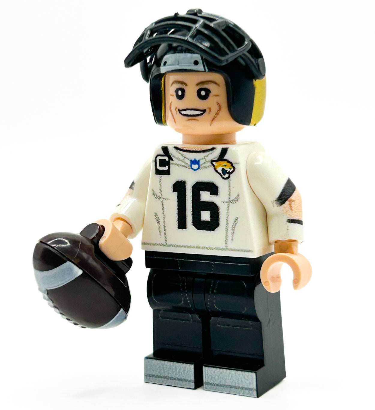 #16 QB Jax Football Player Minifig made using LEGO parts - B3 Customs -