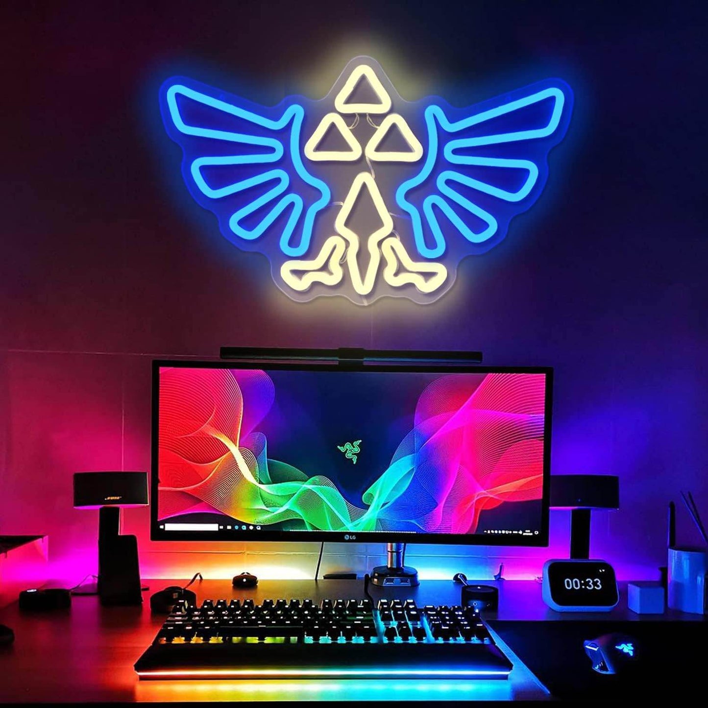 Gaming Neon Sign – LED Glow Sign for Gamer Room Lighting | Dimmable Acrylic Neon Wall Light -