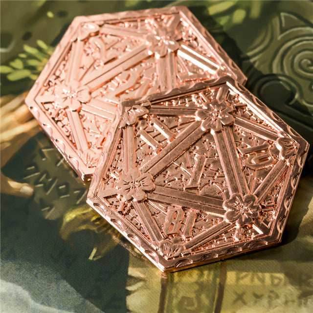 Copper d2 Coin Shaped like d20 Solid Copper Rose Gold Color -